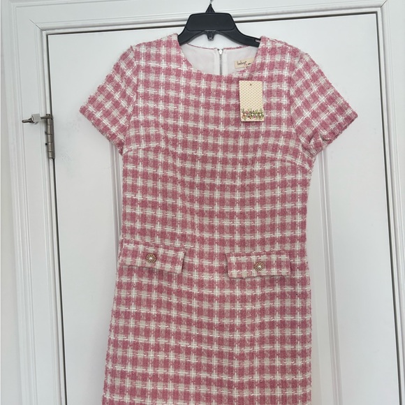 BeBop Pink and White Tweed Mini Dress - Picture 8 of 9